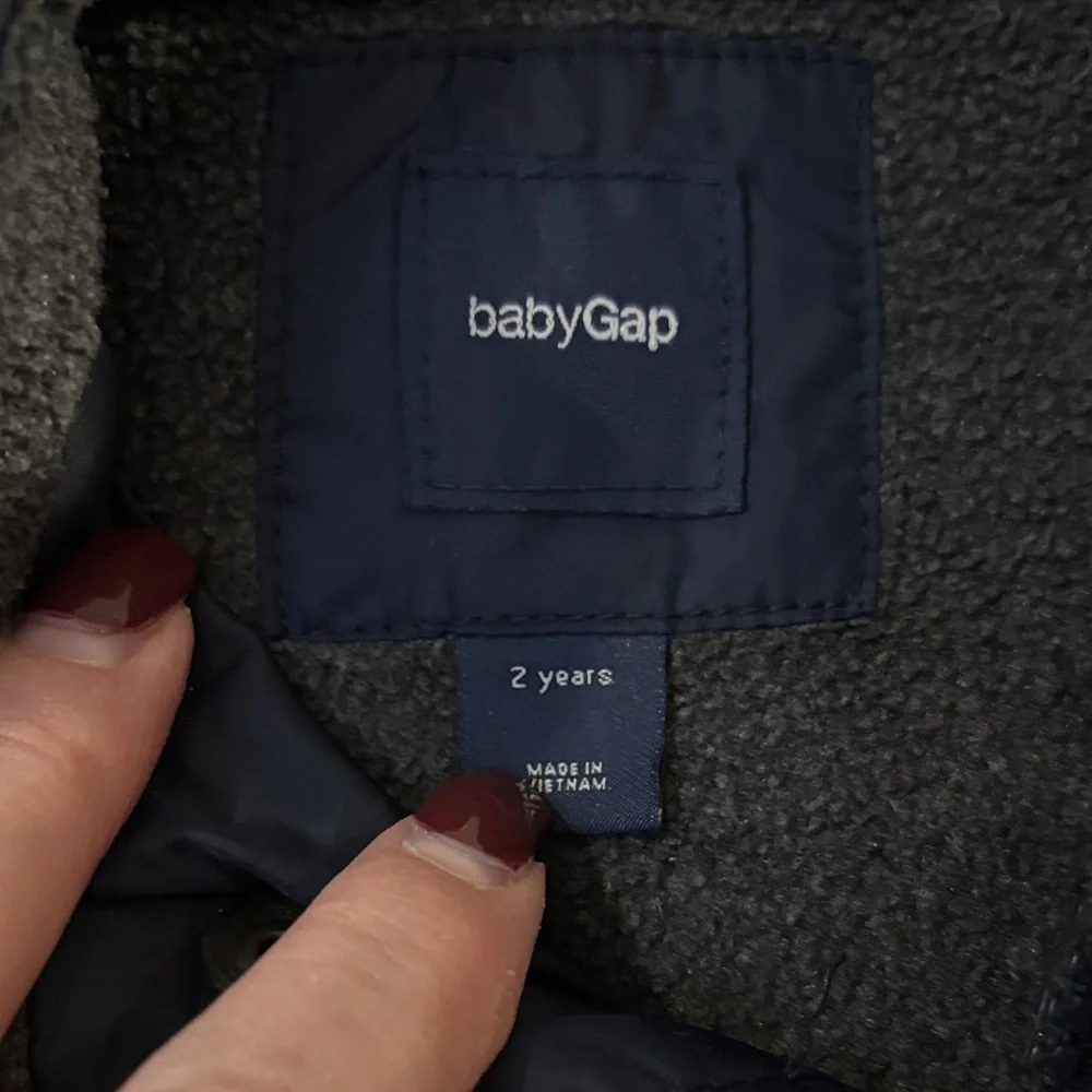 Baby Gap Boys Size‎ 2 Puffer Jacket Winter Coat Navy w/ Removable Hood